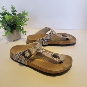Papillio Birkenstock Snakskin Thong Sandals, Size 6 Regular Fit